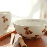japanese cartoon good night bear ceramic mug coffee cup cute cream bear ceramic cereal bowl rice bowl fruit salad bowl tableware