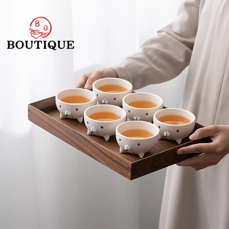 6 шт./набор креативные керамические чайные чашки Сиба-ину дзен Чайная пара чашка