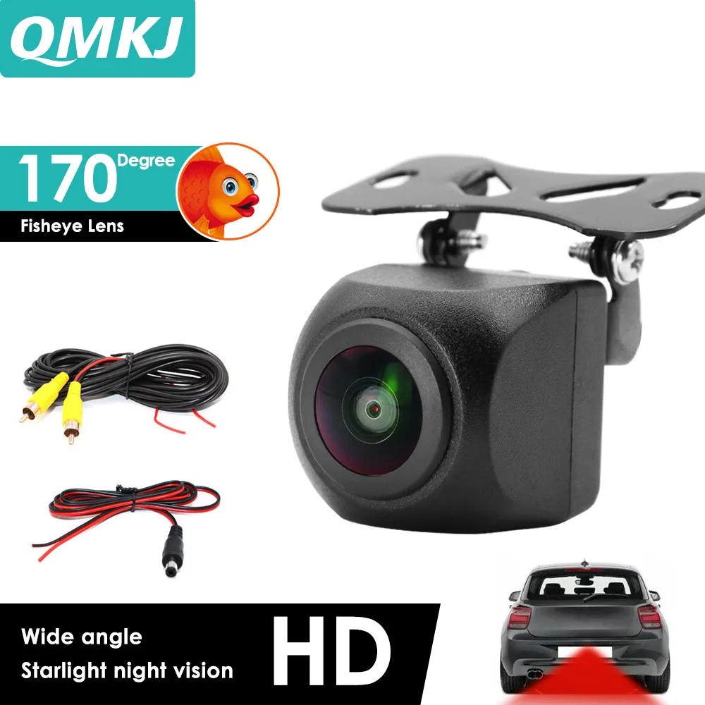 

QMKJ AHD 1080P 180 градусов Автомобильная камера заднего вида с регулируемым кронштейном, 6 стеклянных линз, золотой объектив «рыбий глаз», HD ночное видение для автомобиля