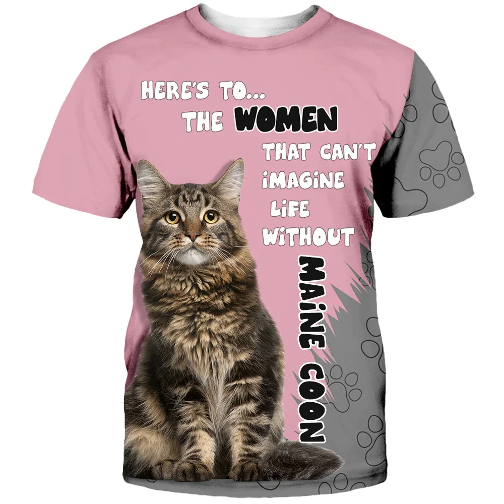

CLOOCL Maine Coon Cat T-shirts 3D Graphic Animals Paws Art Paint Tees Funny Pullovers Hip Hop Tops Men for Women Streetwear