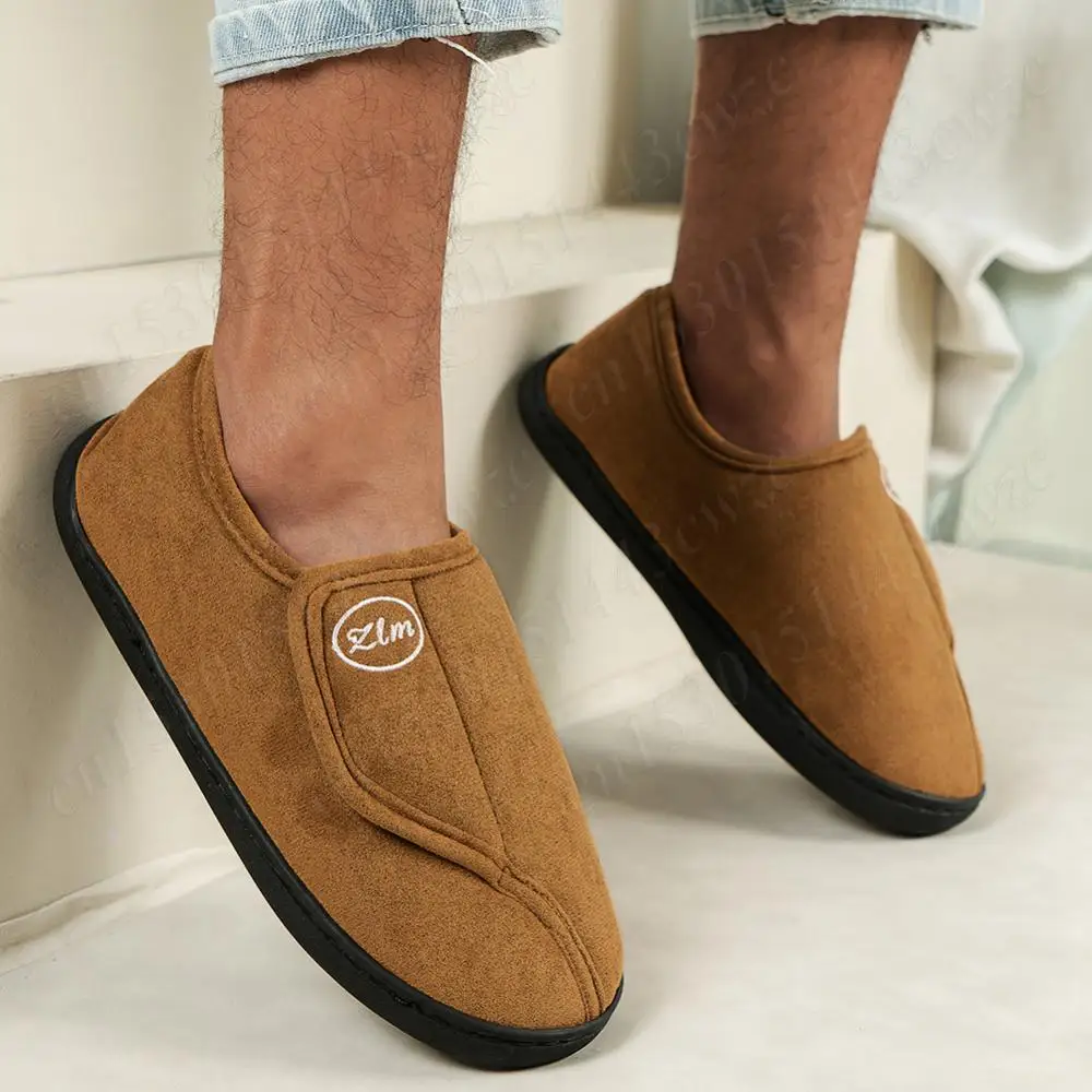 Домашняя обувь для мужчин и женщин замшевые кожаные тапочки нескользящая без