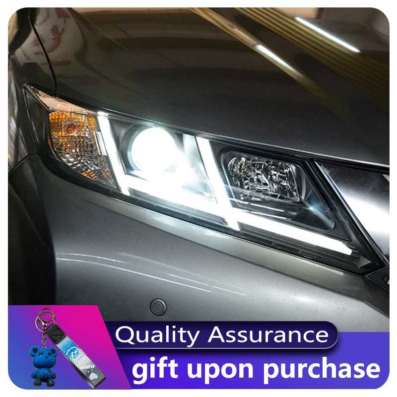 Пара модификаций автомобиля для Honda City 2015-2019 передняя лампа HID LED DRL обновленная