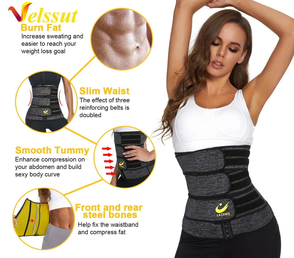 Velssut Women Slimming Waist Trainer Support Belt Neoprene Body Shapers Corset Fajas Weight Loss Sauan Sweat Girdle Shapewear