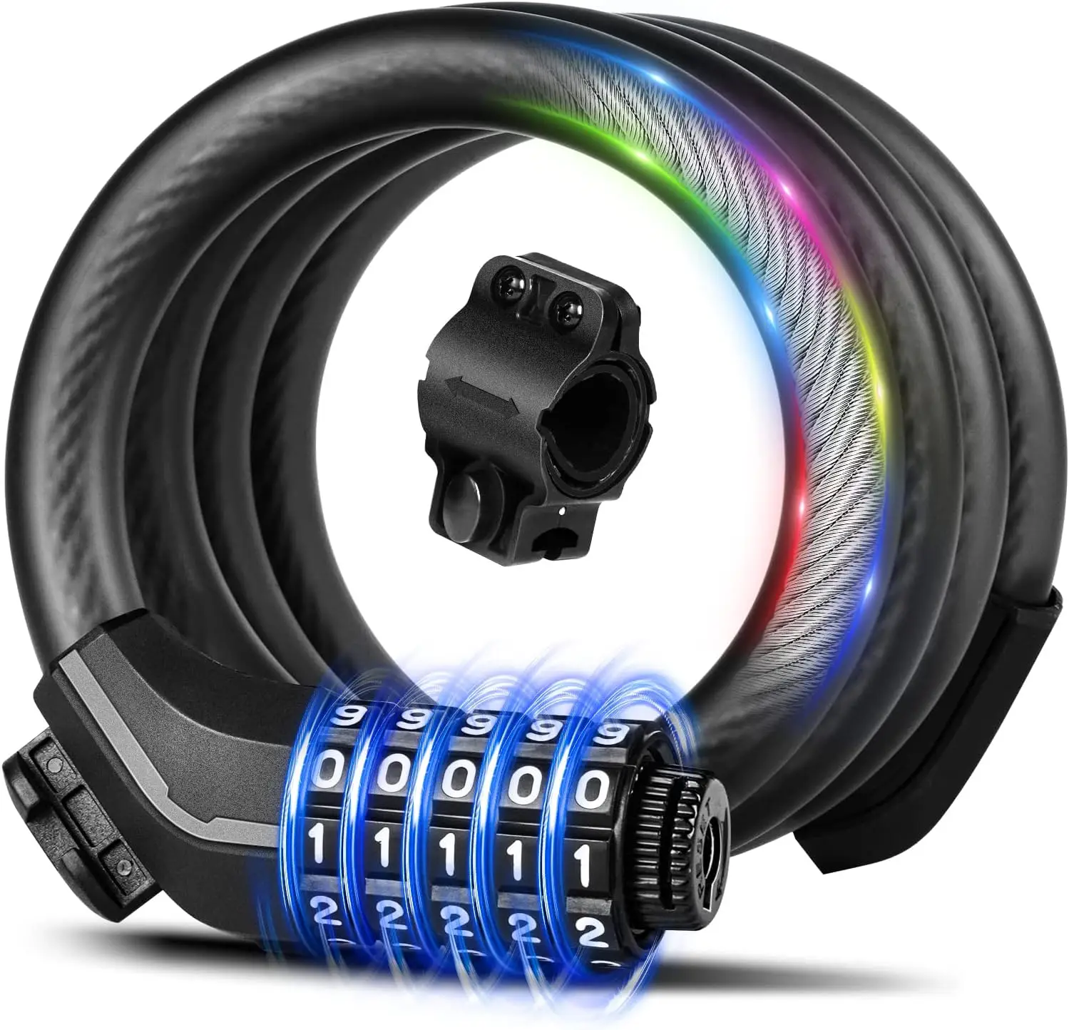 

Велосипедный замок с кабелем, сбрасываемый комбинированный велосипедный замок, Противоугонный велосипедный замок, универсальный пятизнач...