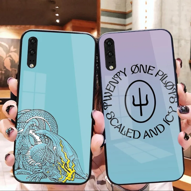 Scaled Icy Twenty One Pilots Phone Case For Huawei P50 P40 P30 P20 Pro Mate 40 30 20 Pro Nova 9 8 7 PC Glass Phone Cover