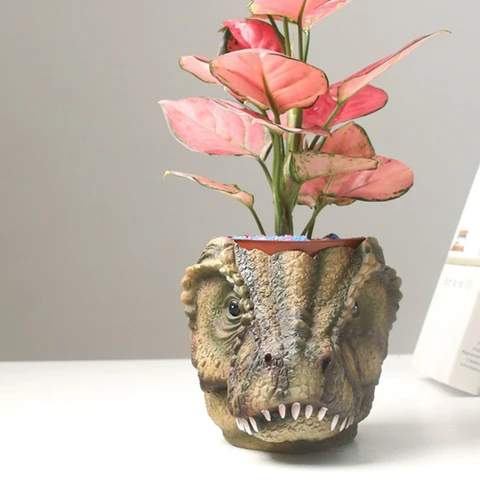 Женский цветочный горшок для суккулентов, креативный горшок с головой динозавра, аксессуары для украшения рабочего стола, подарки