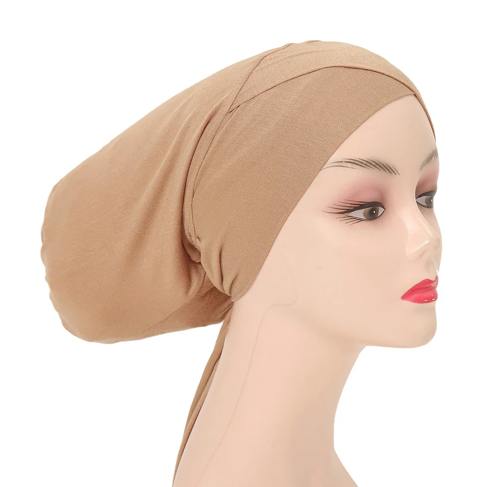 Muslim Hijab Cap Adjustable with Button Turban Islamic Underscarf Full Cover Bonnet Full Neck Coverage for Lady Muslim Fashion