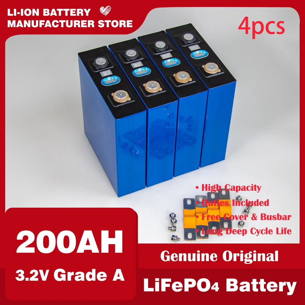 

4pcs 200AH 3.2V 310Ah 280Ah 105Ah LiFePO4 battery 3C Lithium iron phosphate battery for 4S 12V 24V 48V Golf Cart Yacht solar RV