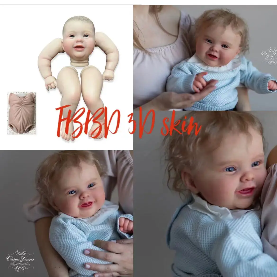 FBBD 24inch 3D Skin Reborn Baby Doll Kodi With Veins Unassembled Kit With One Extra Cloth Body Dolls For Children