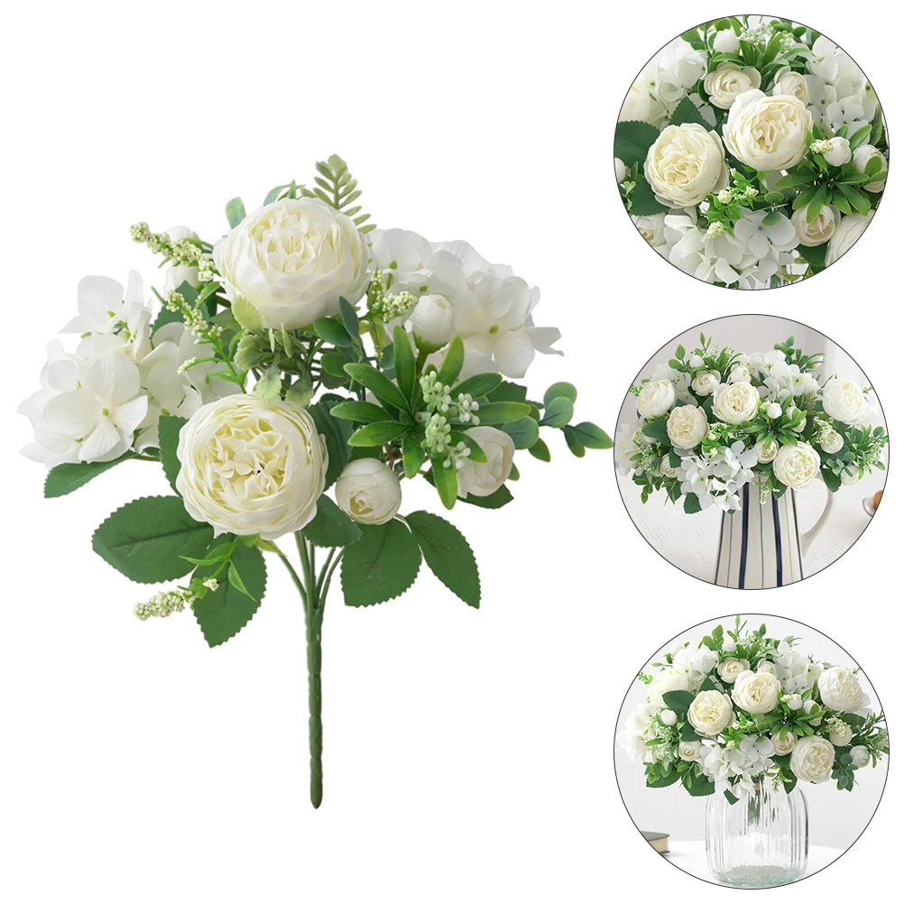 

Peony Artificial Roses Flower Bouquets Flower for Vase Peony Artificial Flowers for Wedding Table Centerpiece White
