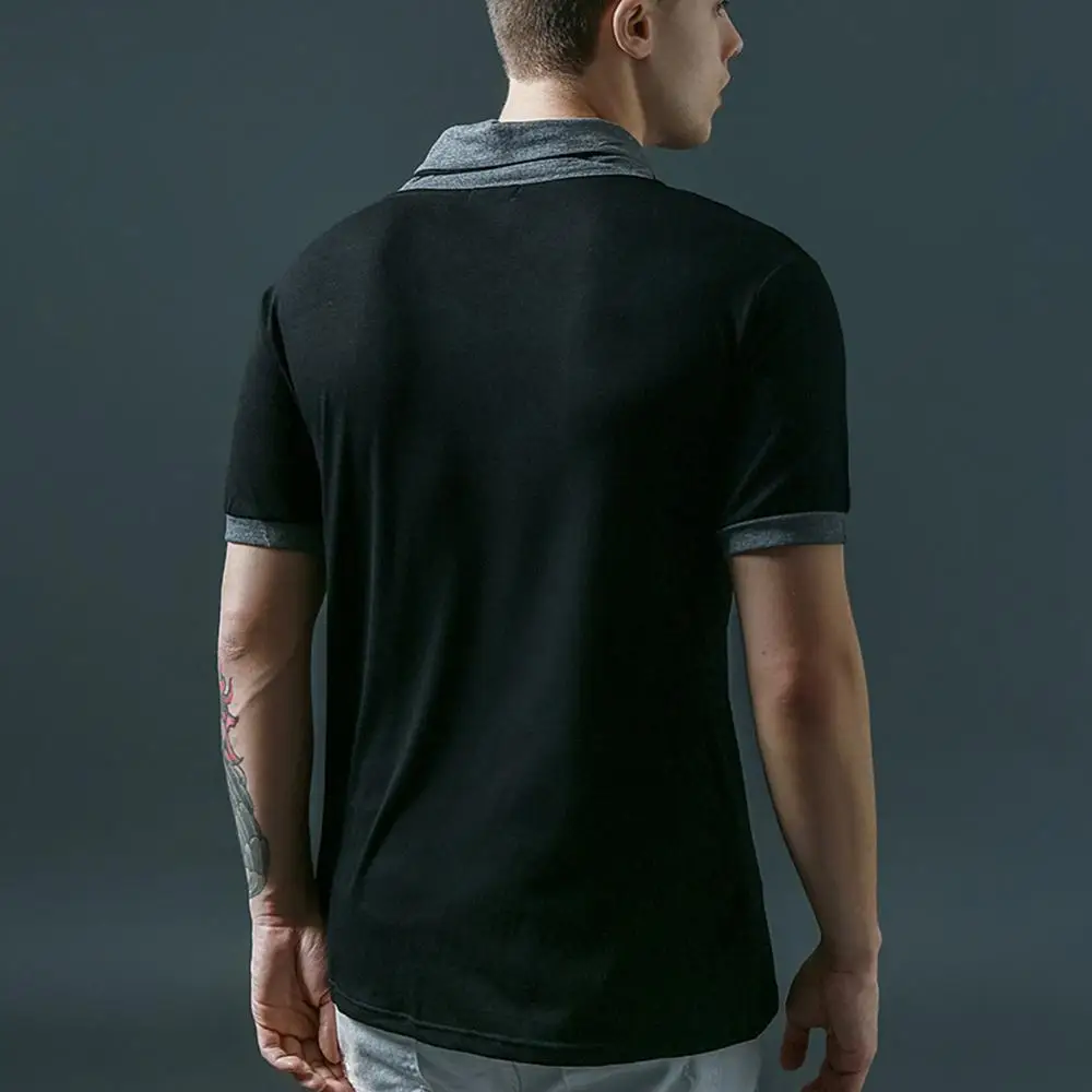 

Мужская Однотонная рубашка с коротким рукавом, V-образным вырезом