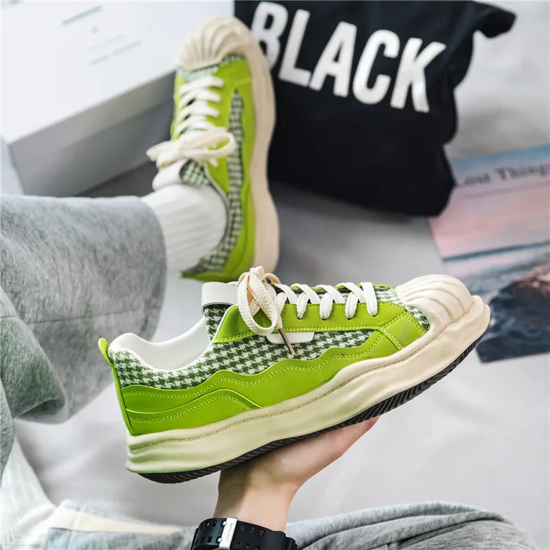 

Fashion Shell Head Men Casual Shoes Sneakers Lace-up Platform Shoes Ulzzang Retro Style Casual Sport Shoes Men Sneakers Low Top