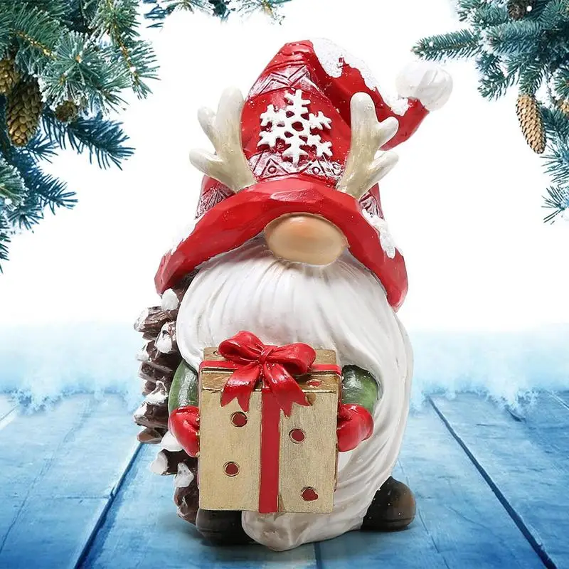 

Dwarf Doll Santa Claus Statue Resin With Christmas Tree Gnome Figurines Desktop Ornament Home Party Holidays Decor Navidad