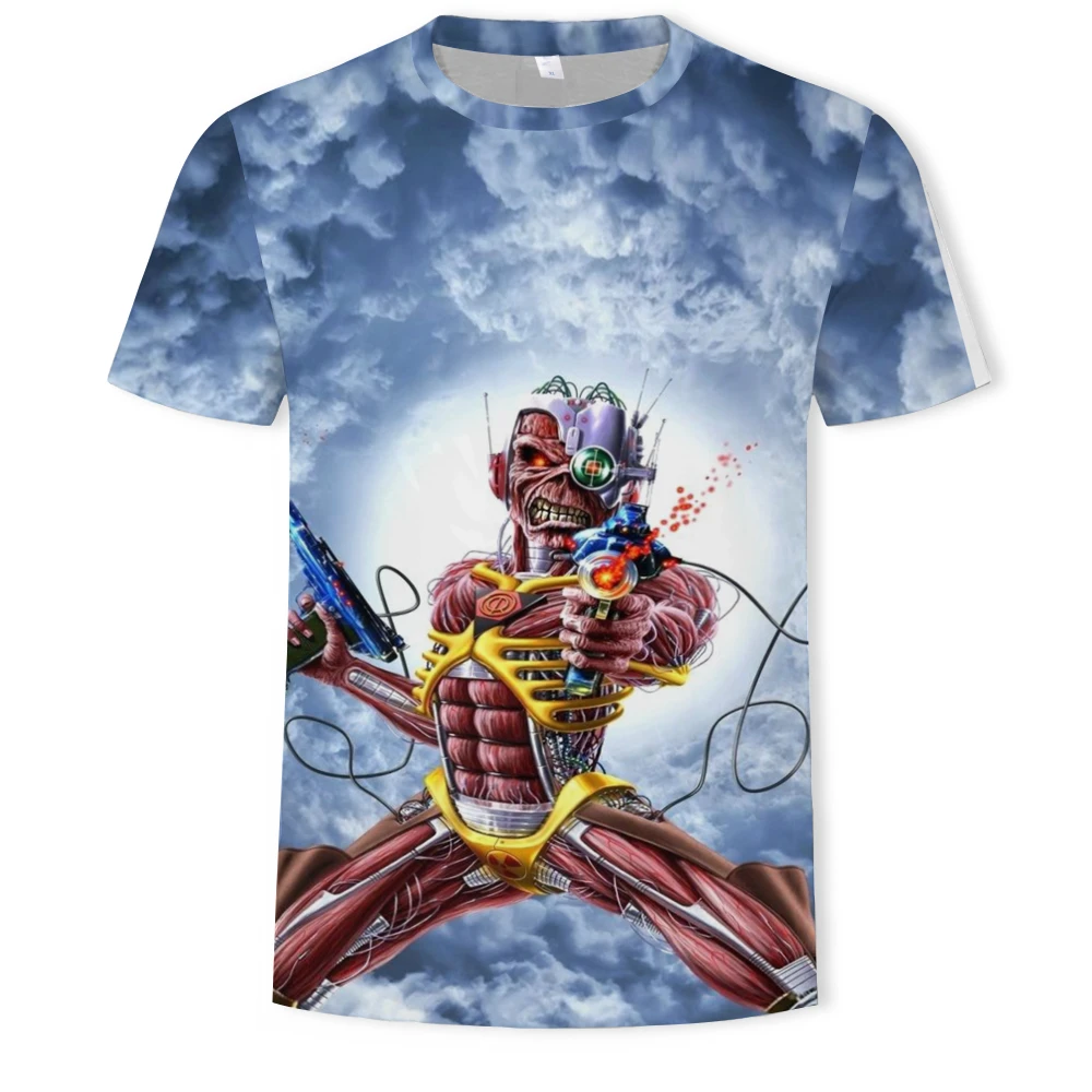 

3D Print 2022 New Metal Zombie Horror Fashion street style short sleeves for men t shirt