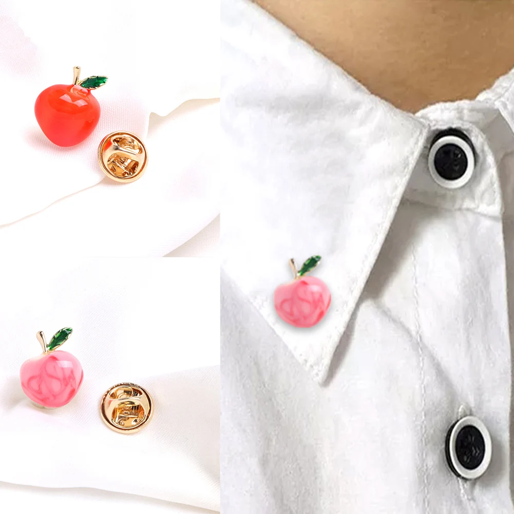 

Women New Buckle Collar Pin Cute Pink Dripping Oil Brooch Clothes Fixed Anti-lighting Fruit Pin Pink Peach Jewelry for Girls