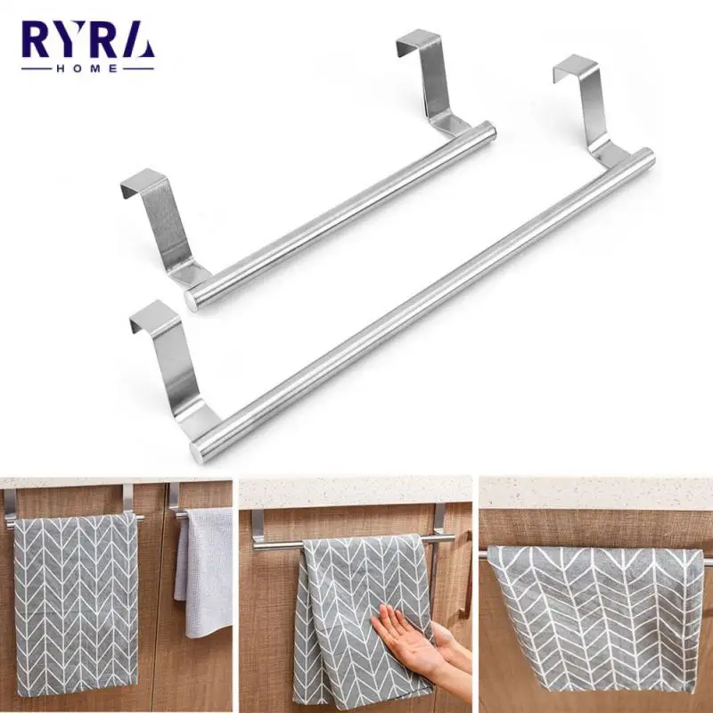 

Wall Mounted Towel Rack Over Door Towel Bar Hanging Holder Stainless Steel Bathroom Kitchen Cabinet Towel Rag Rack Shelf Hanger