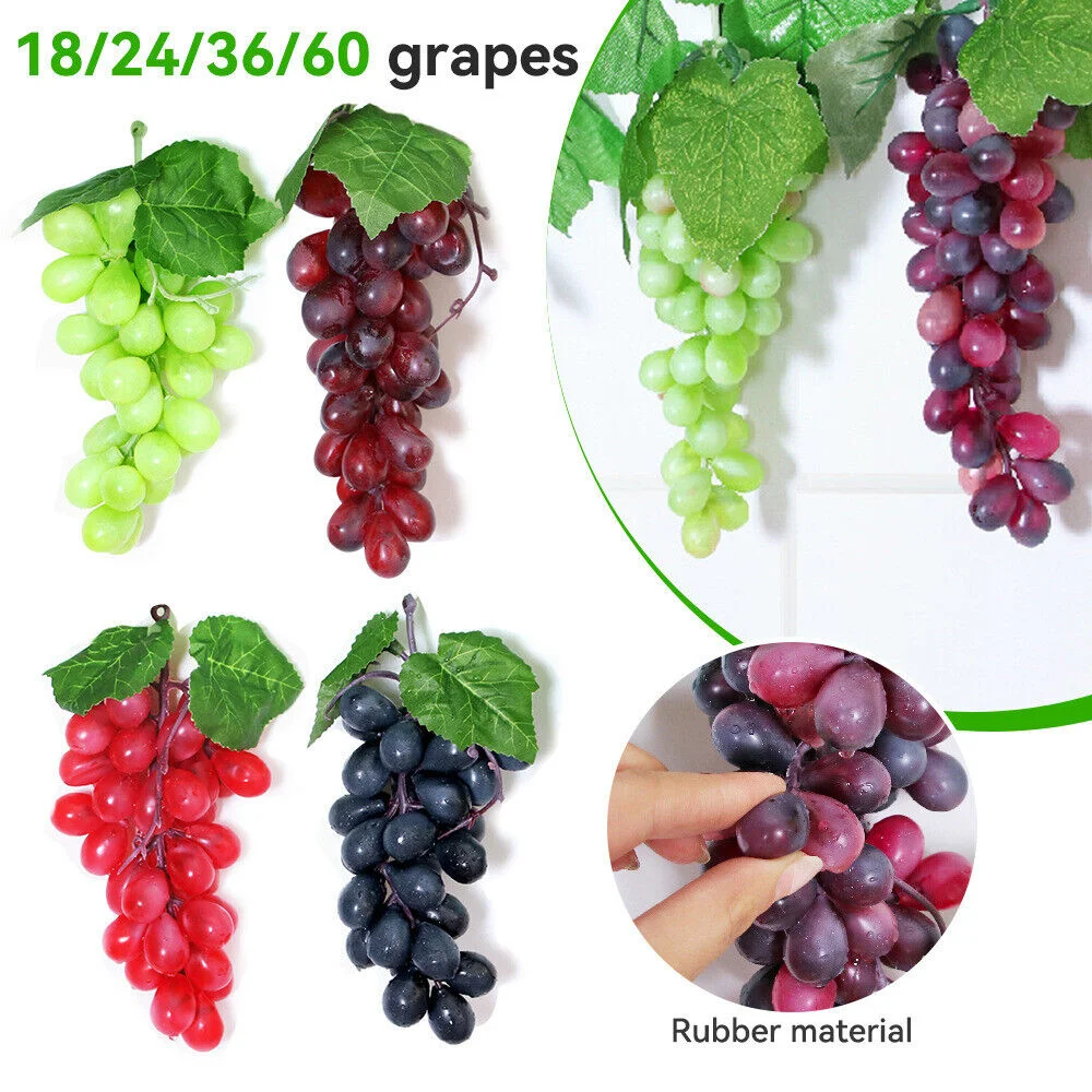 

Hanging Artificial Grapes Realistic Fake Fruit Lifelike Rattan Fruit Home Garden Decoration Photography Props Decoration