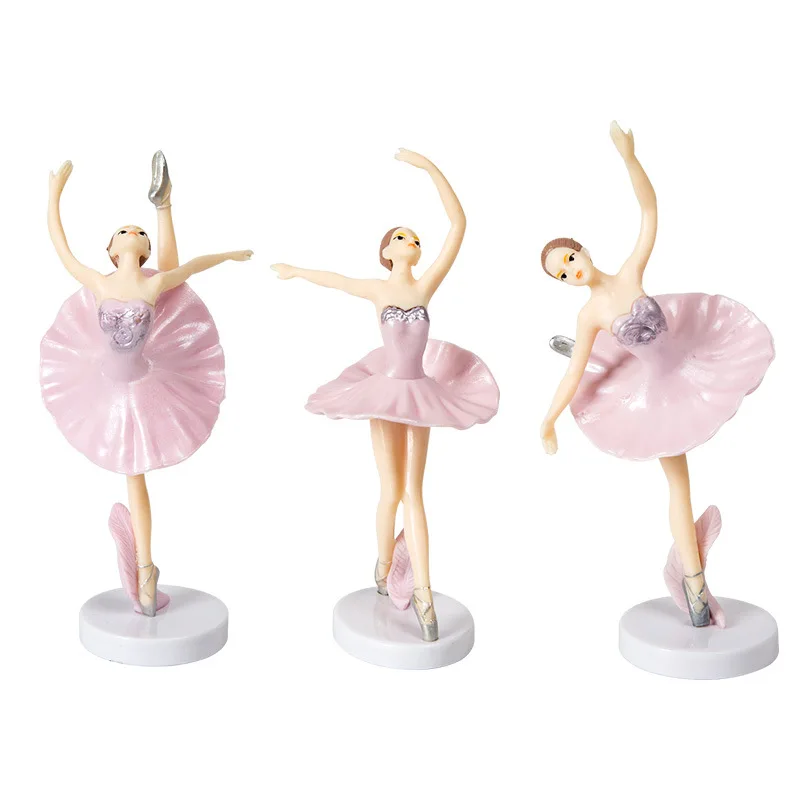 

Ballet Dancing Girl 3 PCS Set with Bottom Princess Cake Birthday Decoration Wedding Party Toy Accessories for Room 5.5 Inches