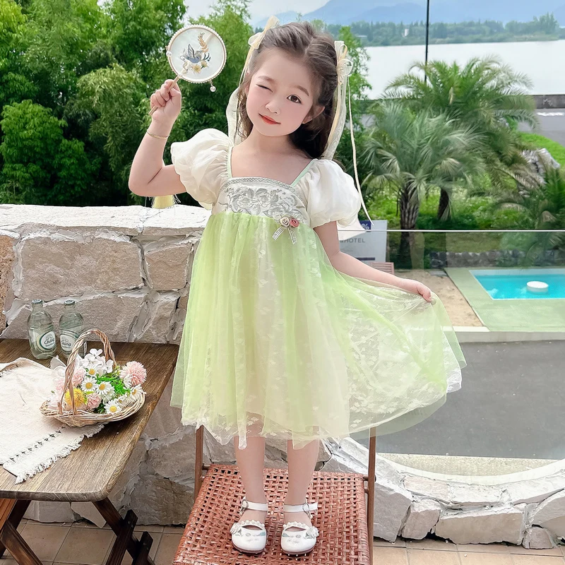 Летнее тонкое неувядающее платье Hanfu для девочек в западном стиле китайская