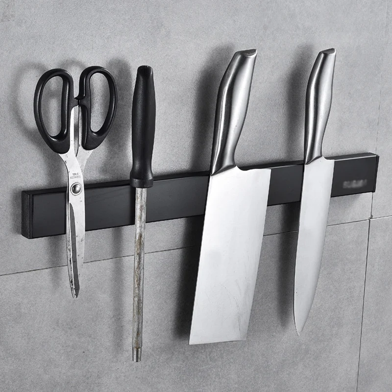 

Wall Mount Magnetic Knife Holder No Drill Stainless Steel Kitchen Knife Block Strip Magnet Chef Japanese Santoku Knife Rack