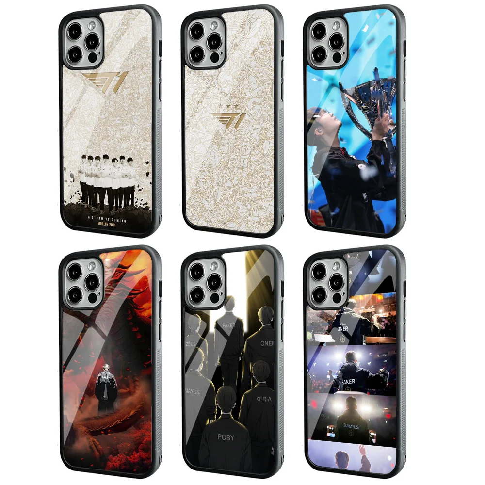 Чехол для телефона LOL T1 Faker IPhone 11 12 13 14 15 Plus Pro Max зеркальный акриловый чехол из ПК и