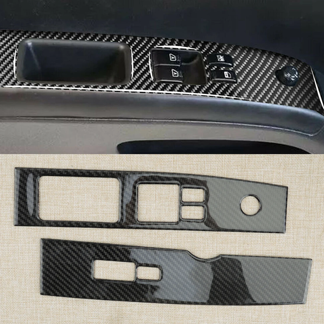 

2 шт., наклейки на панель автомобильного стеклоподъемника, из углеродного волокна