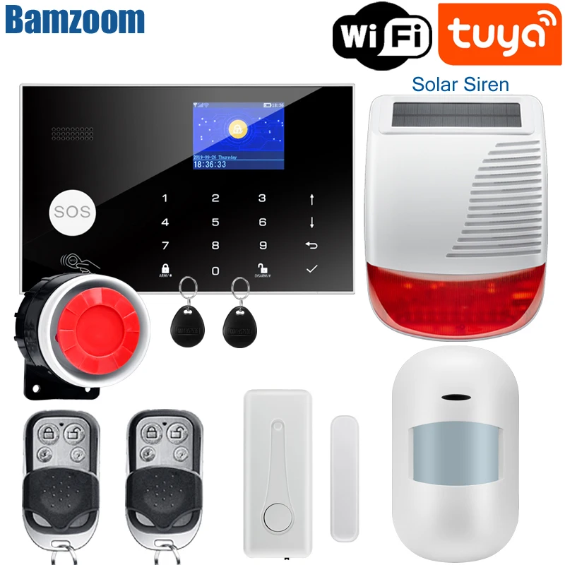 Tuya Wireless wire WIFI GSM Home Burglar Alarm System IP Camera PIR Motion Sensor Door Sensor Security Alarm Kit APP Control