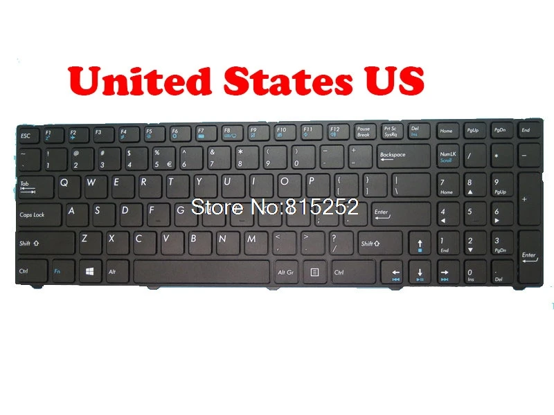 

Laptop Keyboard For Pegatron E15K E15S V150062NS1 US 0KN0-CNCUI11 New United States US Black With Black Frame