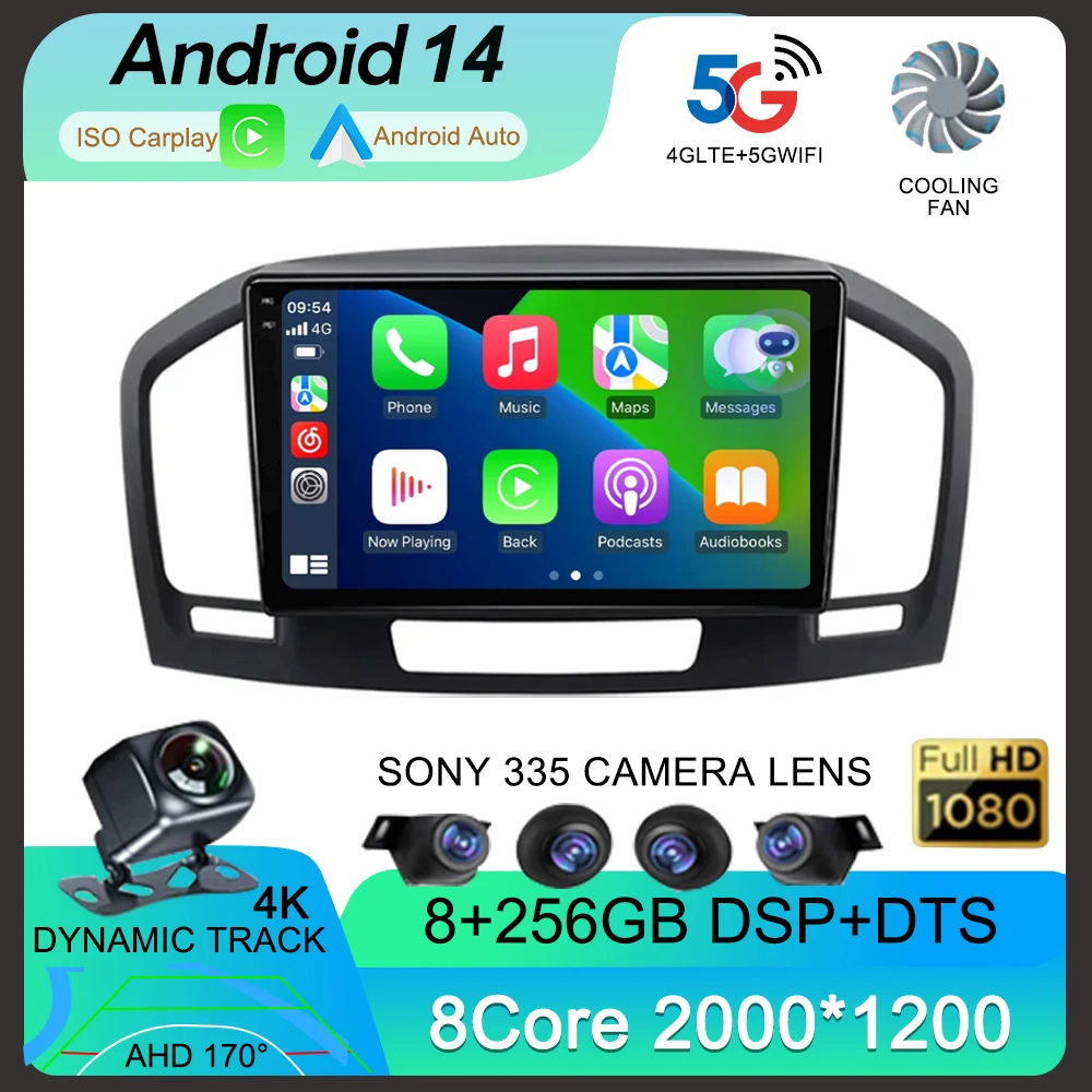 Автомобильный мультимедийный проигрыватель Android14 Carplay для Buick Regal Opel Insignia 1 2009 2010