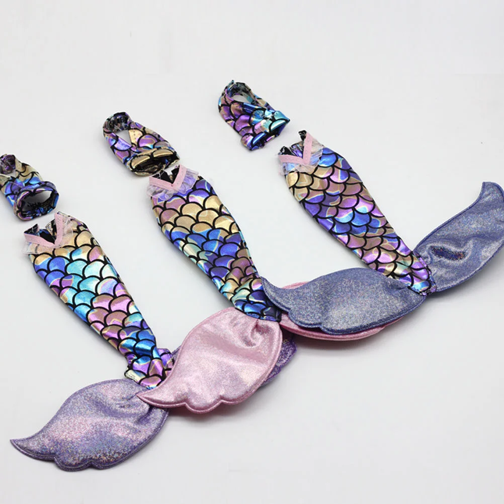 

3 Sets Mermaid Dress For Girls Skirt Reusable Clothes Small Decoration Mini Babydoll Delicate Mermaid Style Gown Replaceable