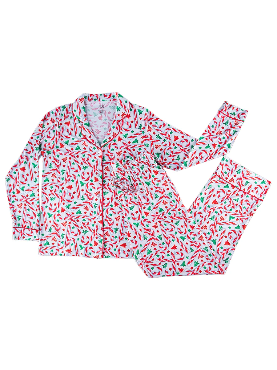 Женский комплект для отдыха из 2 предметов рубашка с длинным рукавом и принтом