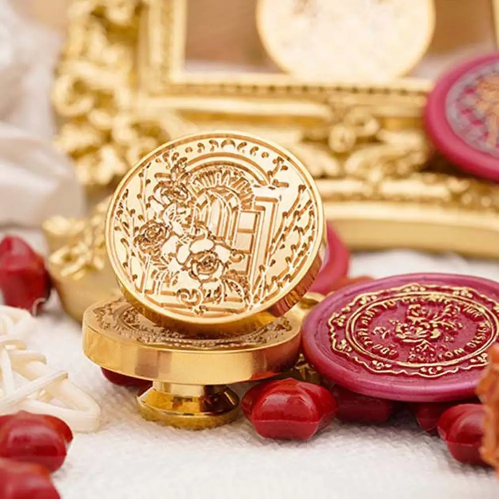 

Round Seal Decoration Gift Wedding Invitation Envelopes Floral Wax Stamp Wax Seal Stamp Head Fire Lacquer Seal Rose Wax Seal
