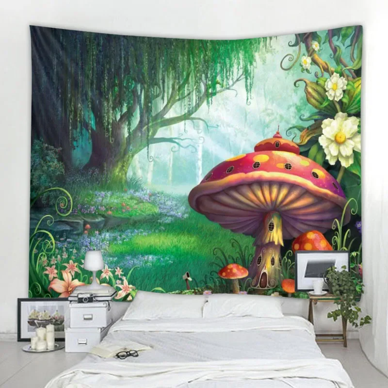 Гобелен с принтом листьев растений настенное украшение в скандинавском стиле