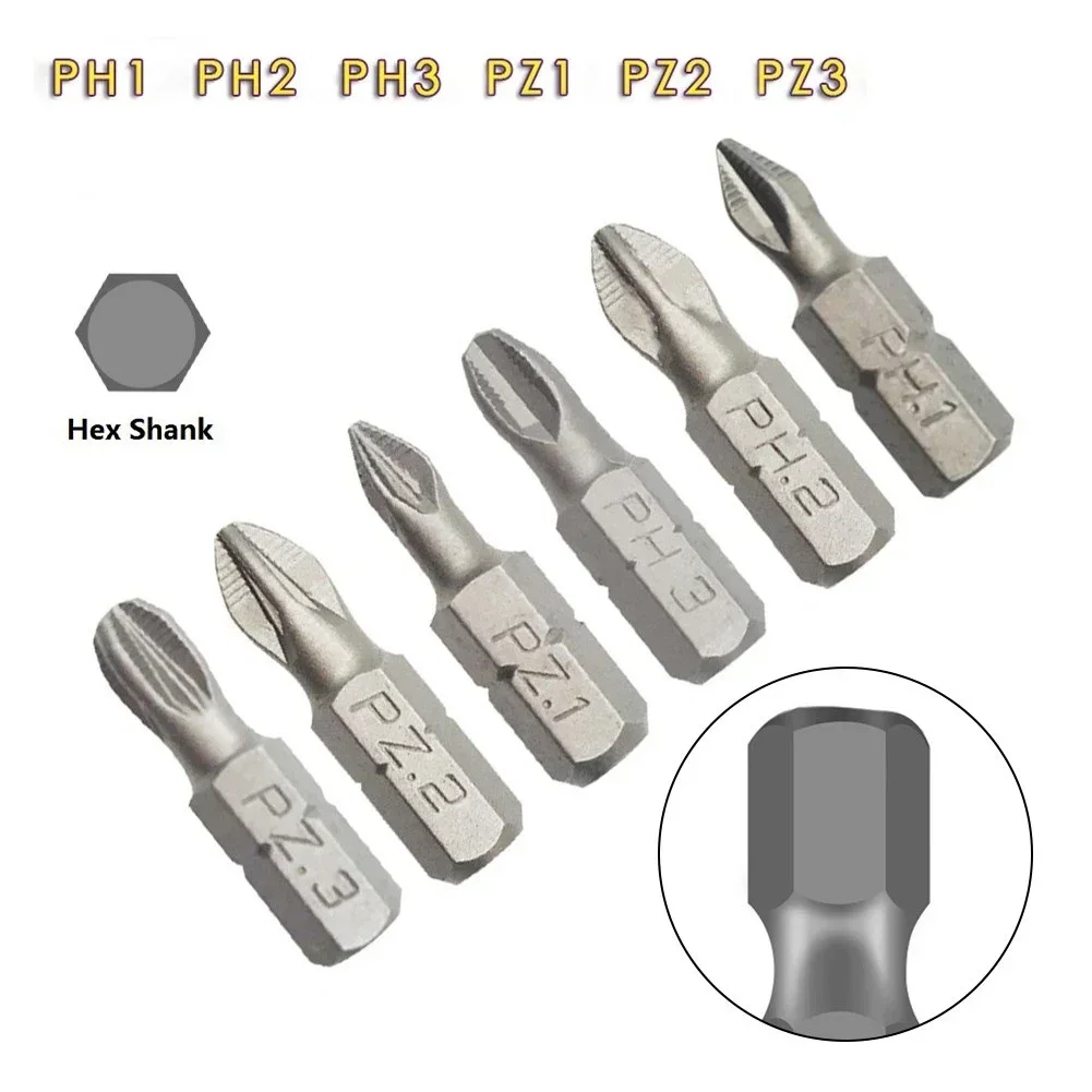 Набор бит отверток PH с шестигранным хвостовиком PH1/PZ1/PH2/PZ2/PH3/PZ3 противоскользящая