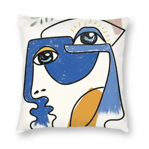 Квадратная наволочка с абстрактным изображением линий Пикассо, полиэфирная льняная бархатная наволочка с принтом на молнии, декоративная подушка, Чехол 45x45