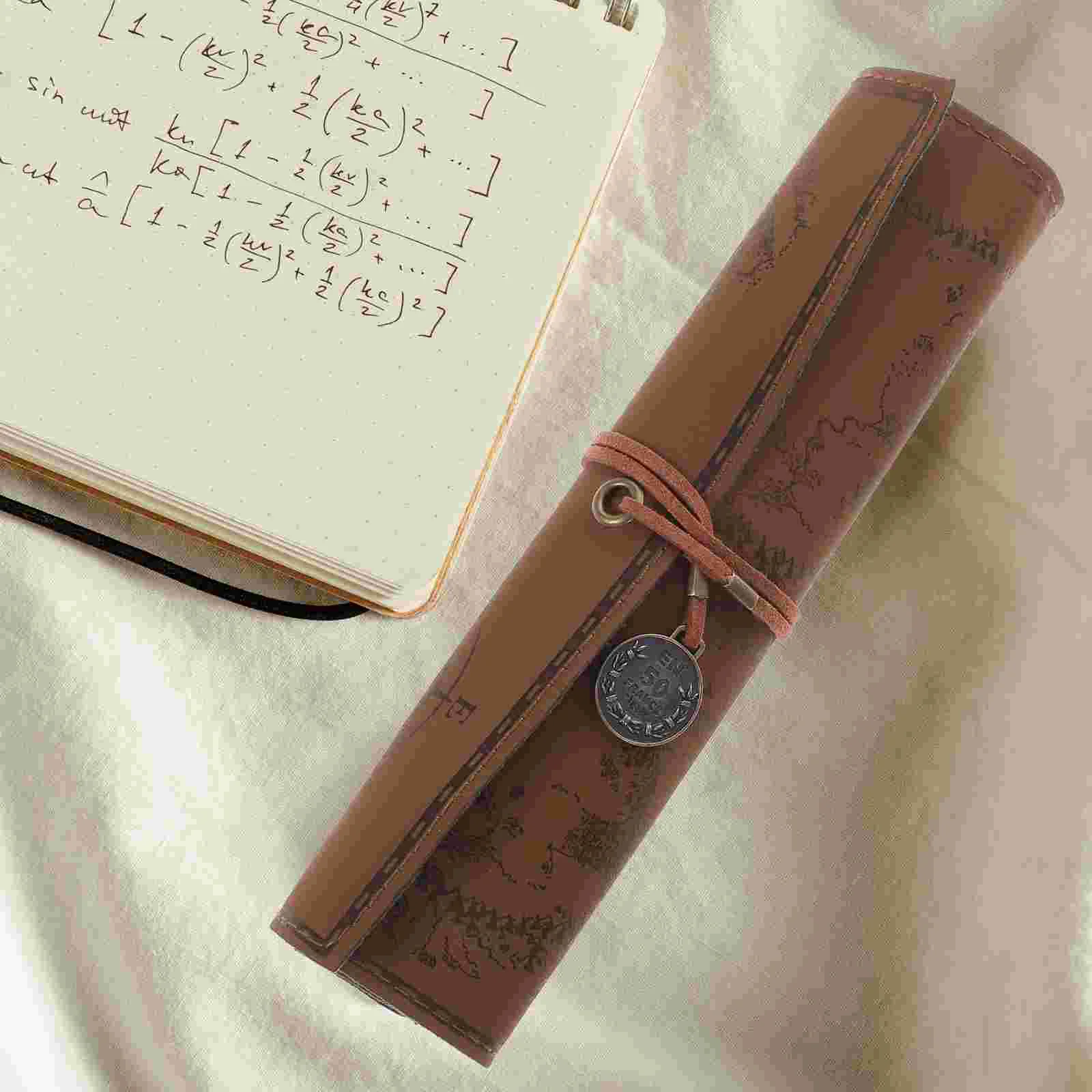 

Treasure Map Case Smooth Cover Holder Pattern Bag Retro Pocket Organizer Pouch Vintage Makeup Brush Rolling