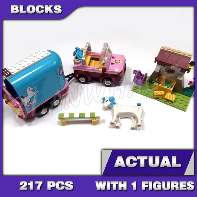 

217pcs Friends Heartlake City Emmas Horse Trailer Robin Adventure Camp 10161 Building Blocks Girls Sets Compatible with Model