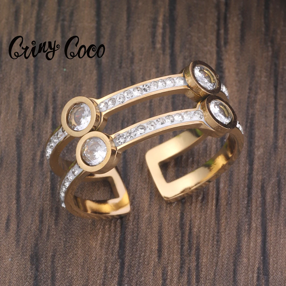 

Cring Coco Stainless Steel Women's Ring Trend Luxury Brand Jewelry Accessories Rhinestones Zirconia Dating Rings for Women 2023