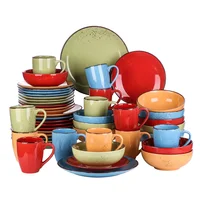 Navia-HH 16/32/48-Piece Stoneware Ceramic Dinnerware Set with Dinner Plate,Dessert Plate,800ml Bowl,380ml Mug Set