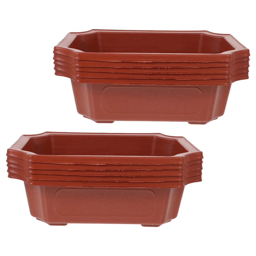

10pcs Plastic Thicken Vintage Classical Rectangular Bonsai Cultivation Pot Bonsai Training Pots Landscape Flower Pot