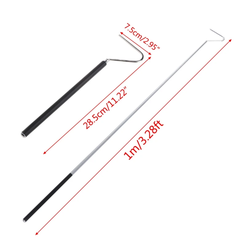 

2022 New Snake Hook Stainless Steel Black Adjustable Long Handle Catching Tools Trap Tong