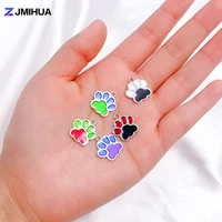 15pcs enamel dog cat bear paw charms for jewelry making earrings pendant necklaces bracelets supplies diy handmade accessories
