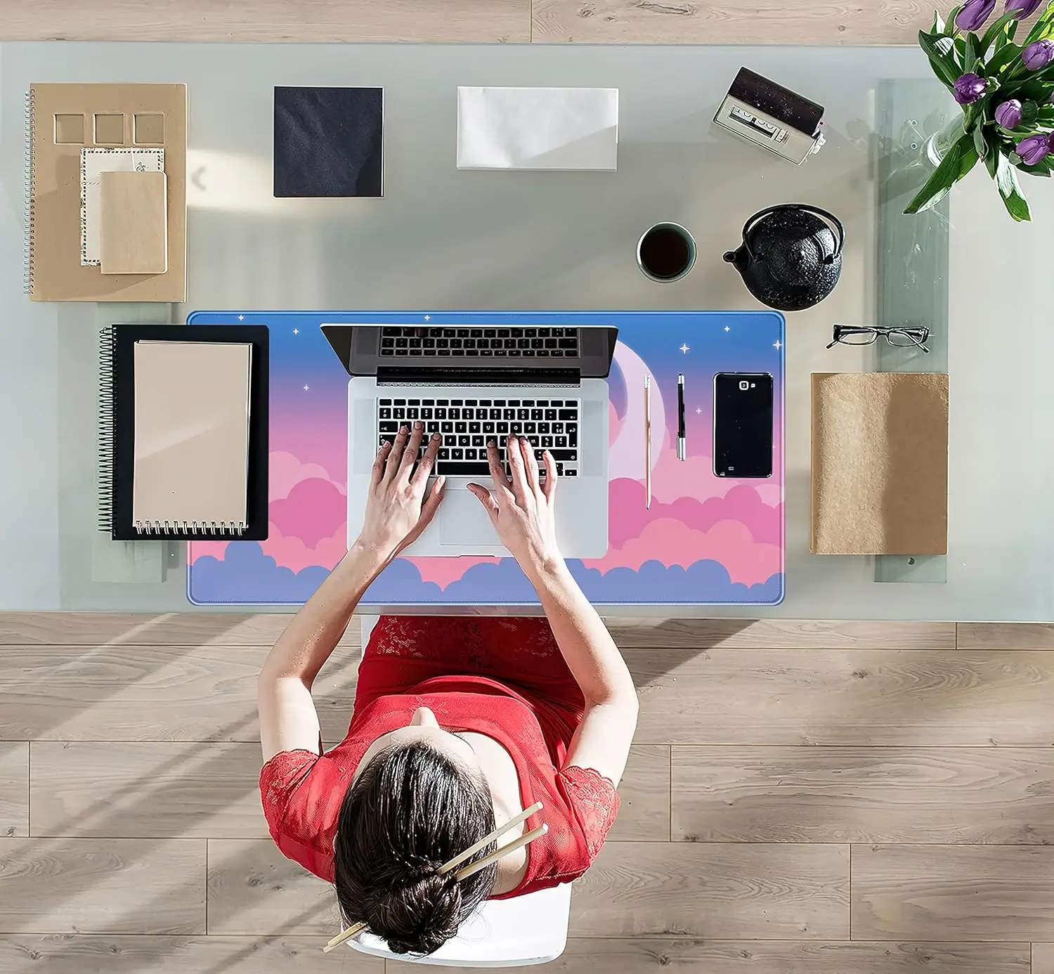 Large Blue Sky XXL Mousepad Cute Clouds Desk Mat Kawaii Pad Gaming Mouse Keyboard Computer for Decor