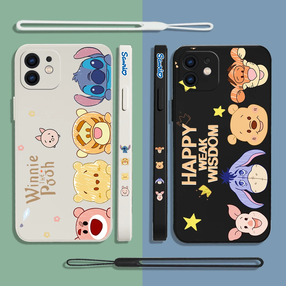

Classic Animation Winnie the Pooh Phone Case For Samsung Galaxy S23 S22 S21 S20 Ultra FE S10 Note 20 Plus With Lanyard Cover