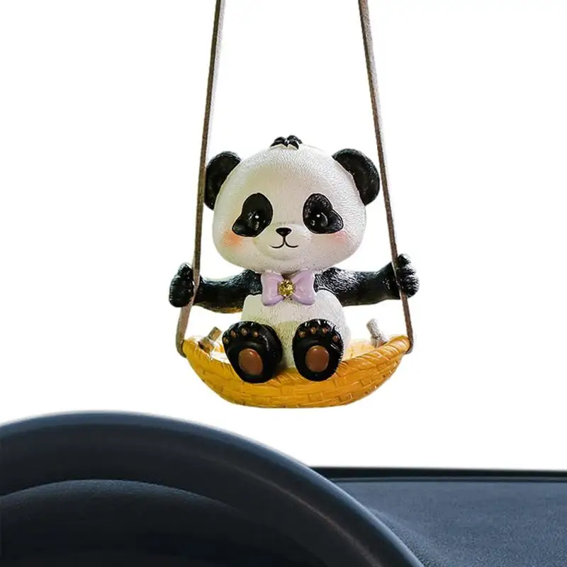 

Car Swinging Ornament Auto Rearview Mirror Panda Car Decoration Mirror Hang Car Gardening Hang Panda CarHang Ornament Decoration