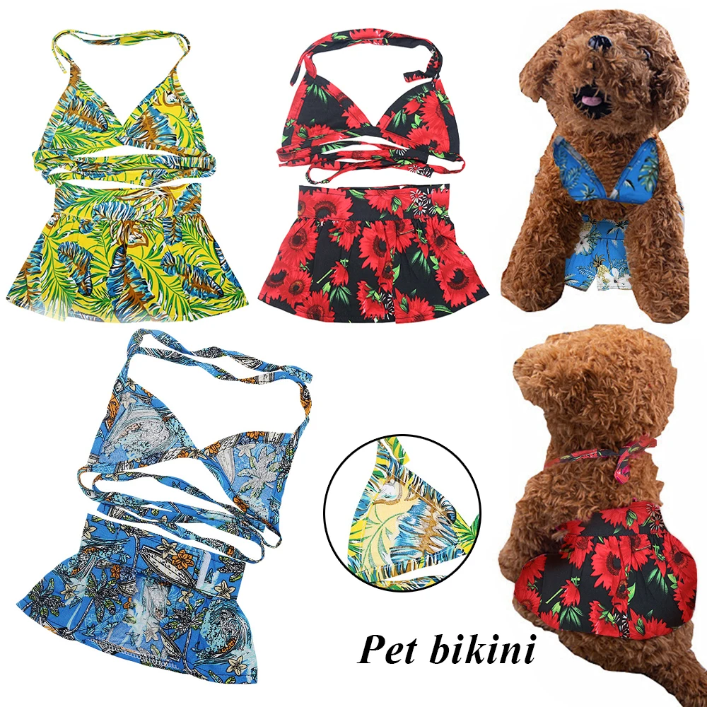 

Pet Swimsuit Sexy Pet Bikini Sling Party Costume Dog Dresses Beach Clothes Cute Skirt Summer Dog Clothes Printed New Ins 1 Suit