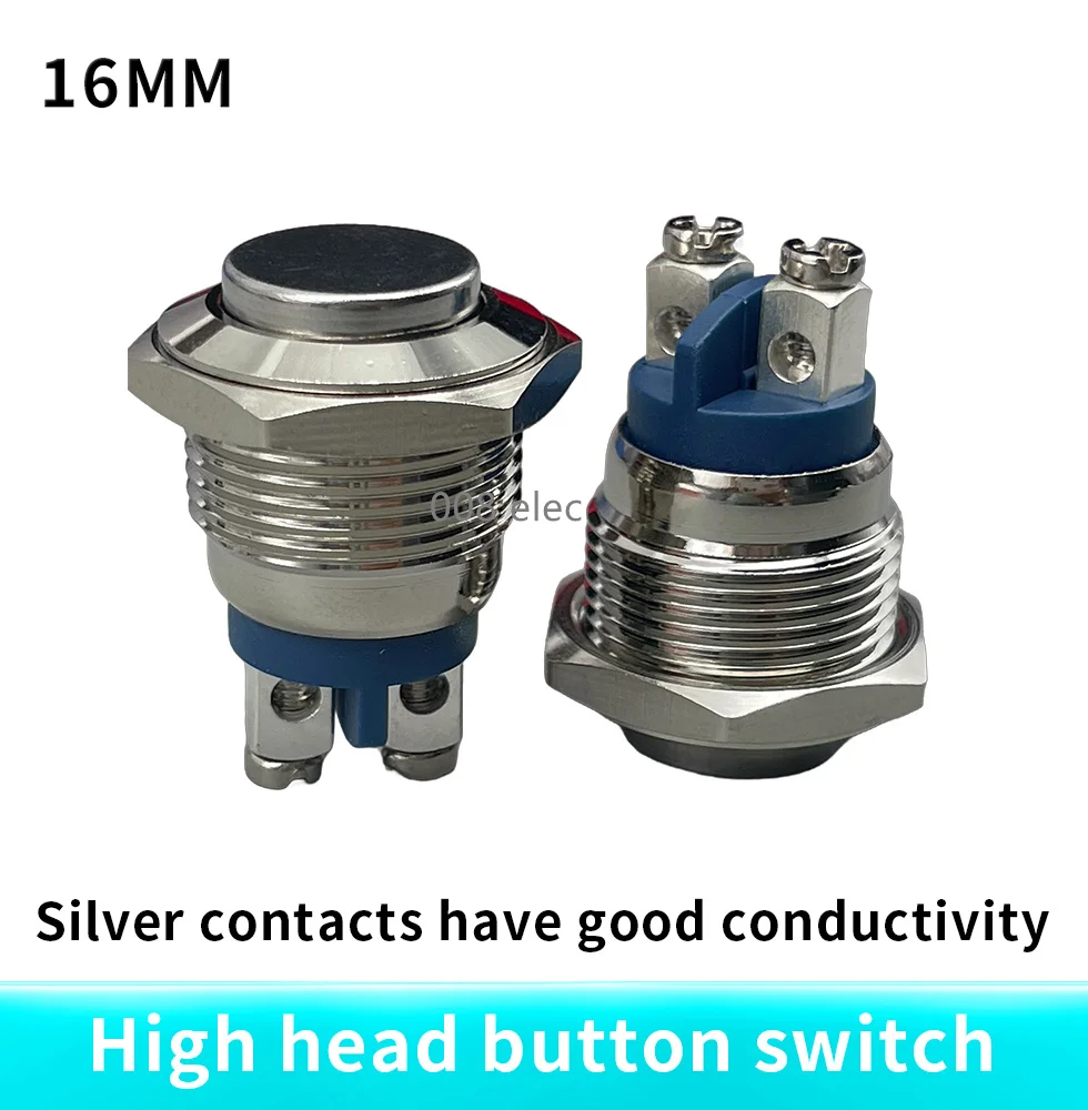 16 мм высокоголовый круглый Мгновенный металлический кнопочный переключатель DT