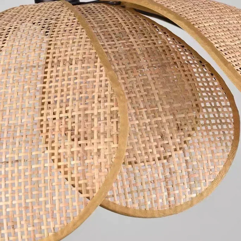 Подвесной светильник ваби-саби плетеная потолочная люстра с лепестками ротанга