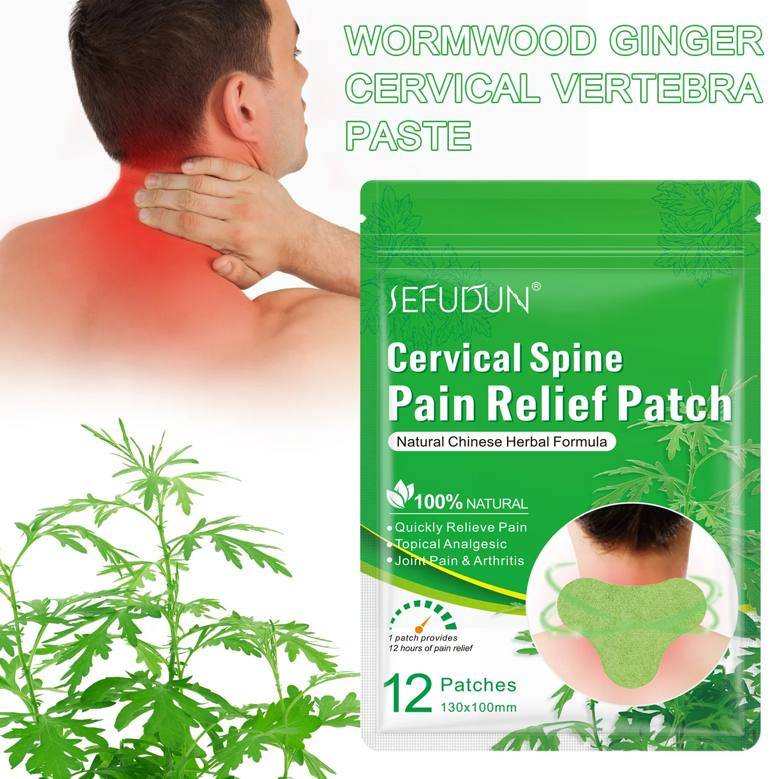 

12PCS/Bag Lumbar Spine Sticker Wormwood Extracts Pain Relief Patch for Arthritis 12 Hours Strong Penetration Not allergic