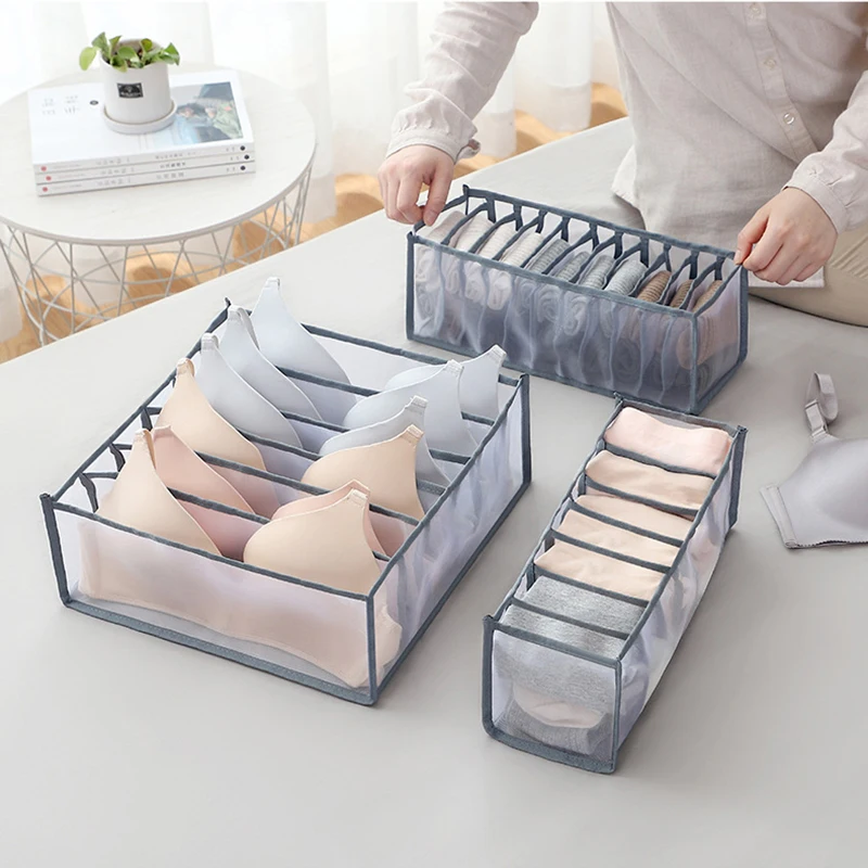 

3Pcs/set Closet Organizer for Socks Home Separated Underwear Storage Box 6/711/ Grids Bra Organizer Foldable Drawer Organizer